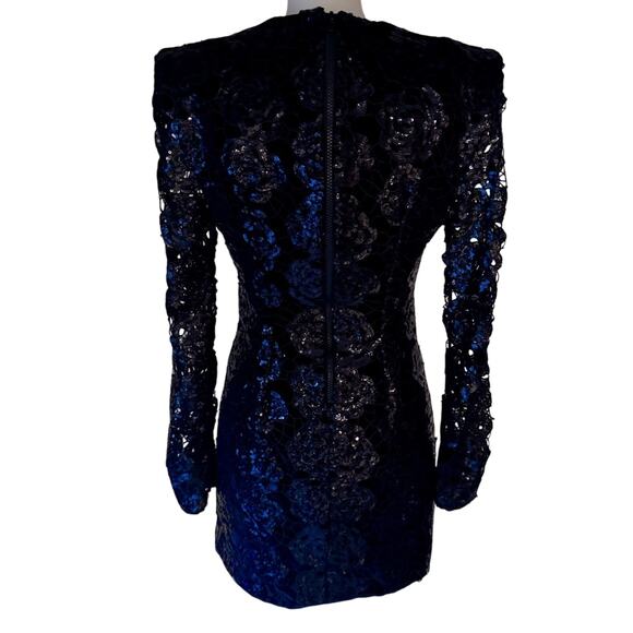 NWT Zhivago Black Sequin Lace Mini Dress - Picture 5 of 14